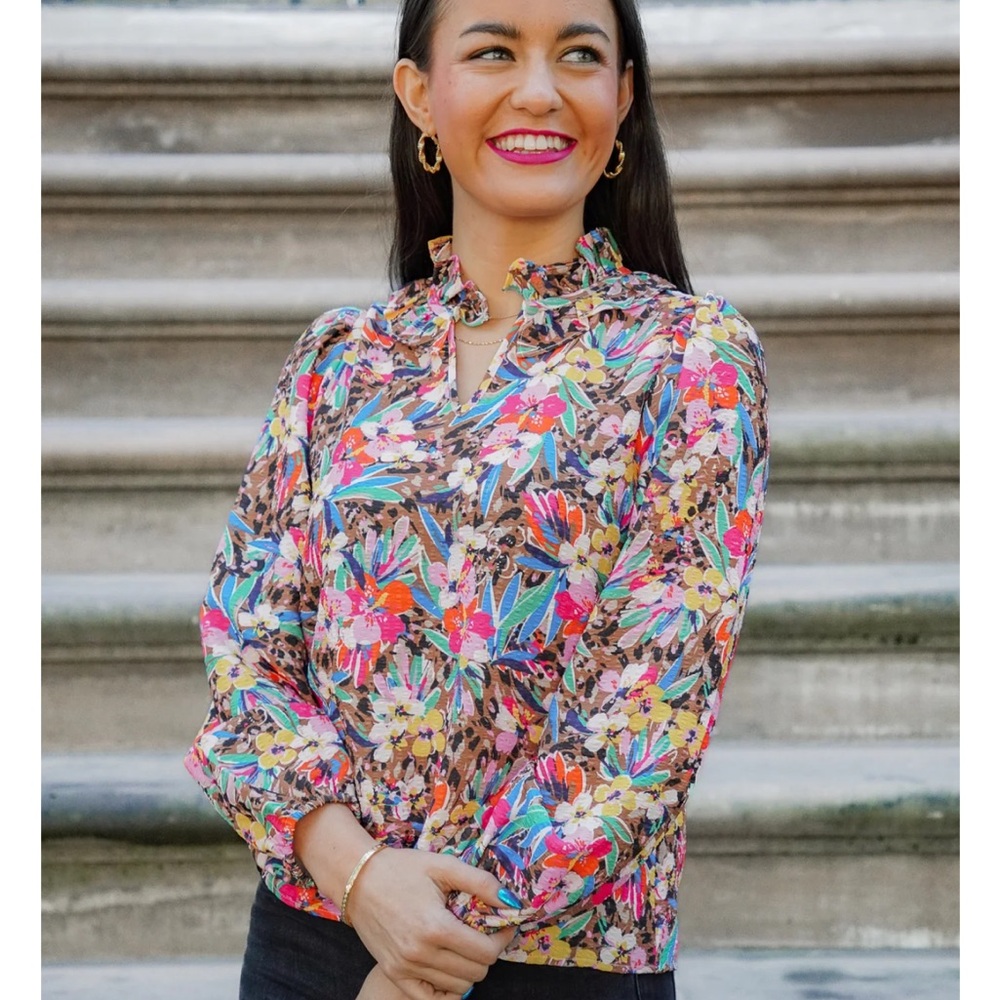 THML Floral Animal Print Long Sleeve Top NEW gorgeous - Picture 6 of 11